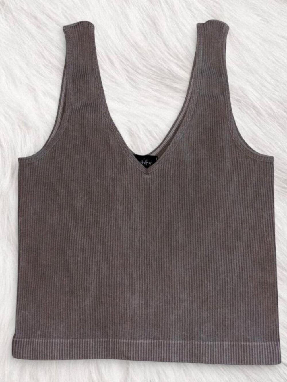 Justify grey dusty ribbed crop top